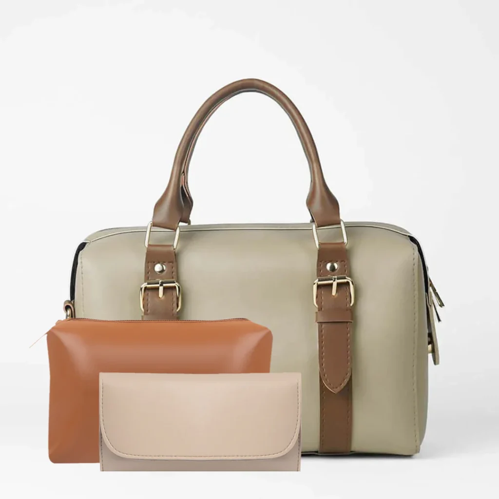 twin beige hand bag