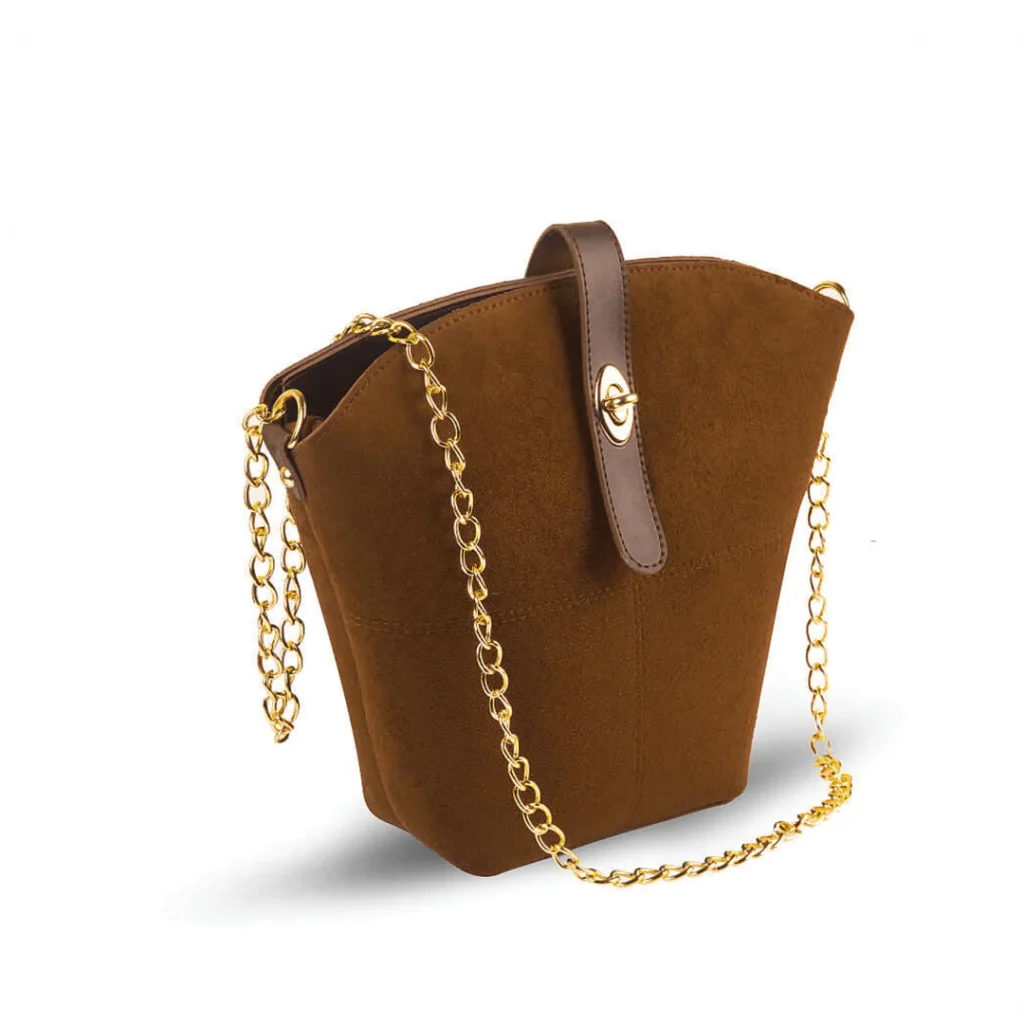 bucket suede brown hand bag