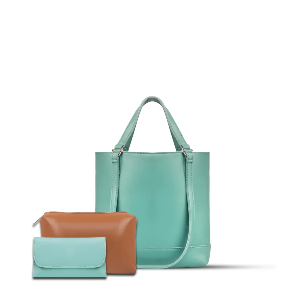 sophia 3 pcs aqua green hand bag