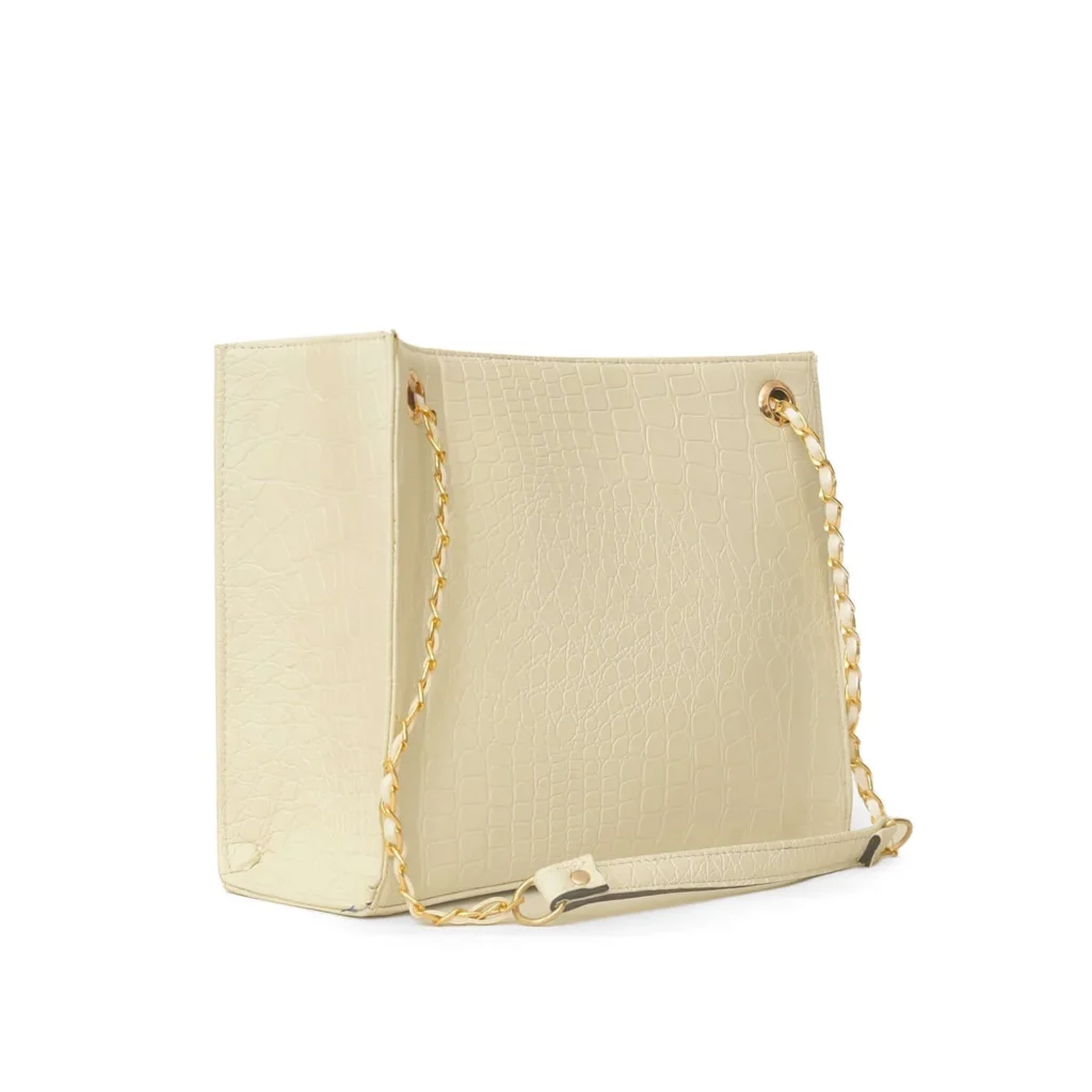 crocodile tote white hand bag