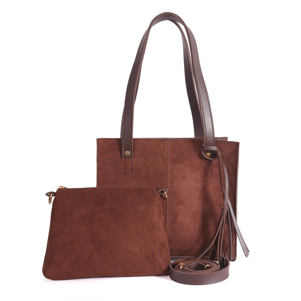 suede choco hand bag