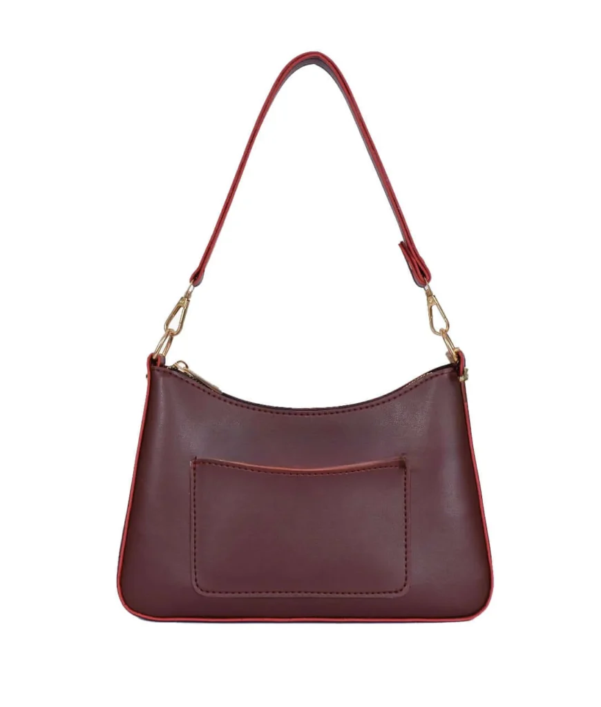 decide maroon hand bag