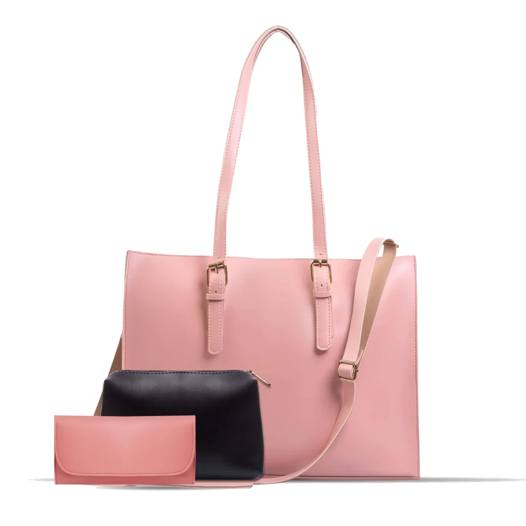 blossom 3 pcs pink hand bag